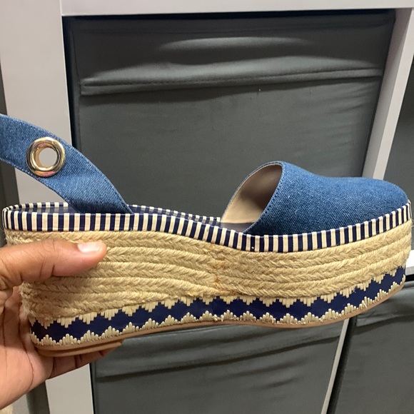 Markdown!!!!New Tory Burch Dandy Denim Wedge Platform Espadrilles - Picture 5 of 8